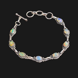 Sterling Silver Genuine Opal 8” Bracelet