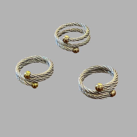 Twisted Twist with Gold Ends Ring Size 8 -10