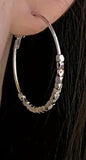 Sterling Silver Large Hoop Bumpy Beads Earrings