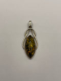 Sterling Silver & Genuine Baltic Amber Swirl Pendant