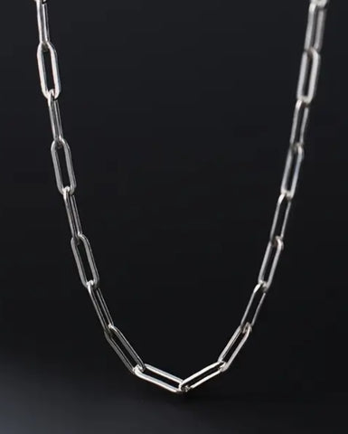 Sterling Silver Dainty Paperclip Chain Necklace