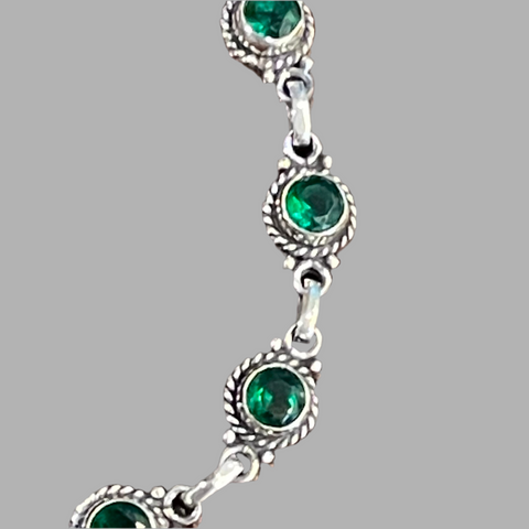 Sterling Silver Emerald 7.5” Bracelet