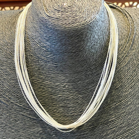 Multi Strand Sparkly Silver Cord Necklace