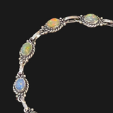 Sterling Silver Genuine Opal 8” Bracelet