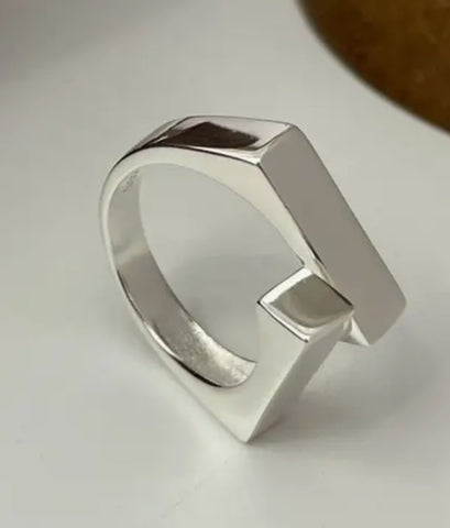 Sterling Silver Geometric By Pass Ring