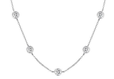 Sterling Silver 2.5 Ct Moissanite Diamond Solitaire Station Chain Necklace