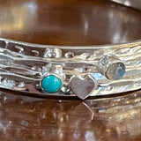 Sterling Silver Spinner Stone 8” Bangle Bracelet