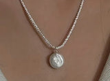 Sterling Silver Oh So Sparkly Coin Pearl Necklace