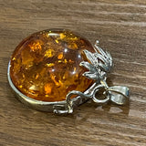 Sterling Silver Round Amber Pendant