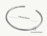 Sterling Silver Simple Half Cuff Bangle Bracelet