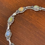 Sterling Silver Genuine Opal 8” Bracelet