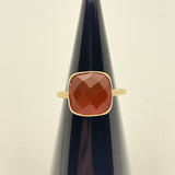 Sterling Silver Ring With Tangerine Semi Precious Stone  (7)