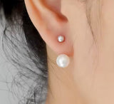 Sterling Silver Front Back Pearl 2 in 1 Stud Earrings