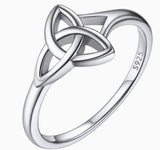 Sterling Silver Triquetra Celtic Knot Off Set Ring