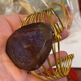 Gold Plated Wired 1 Agate Bracelet