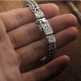 Silver Steel Flat Dragon Bone Chain Weaving Bracelet