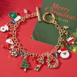 Christmas Gold Link Bracelet with Charms