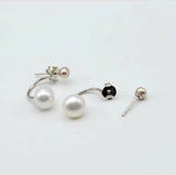 Sterling Silver Front Back Pearl 2 in 1 Stud Earrings