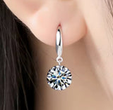 Sterling Silver Curved Drop CZ Earring