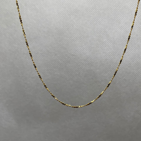 18K Yellow Gold Plated Sterling Silver Singapore Twist Chain  Necklace 1mm