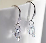 Sterling Silver Curved Drop CZ Earring