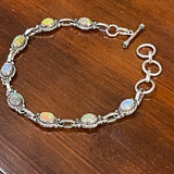 Sterling Silver Genuine Opal 8” Bracelet