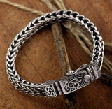 Silver Steel Flat Dragon Bone Chain Weaving Bracelet