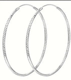 Sterling Silver Large Sparkle Hoop Earrings