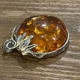 Sterling Silver Round Amber Pendant