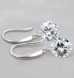 Sterling Silver Curved Drop CZ Earring