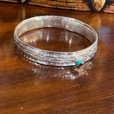 Sterling Silver Spinner Stone 8” Bangle Bracelet