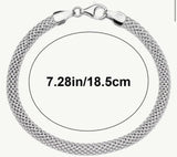 Sterling Silver Link Mesh Chain Bracelet 7.3”