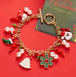 Christmas Gold Link Bracelet with Charms