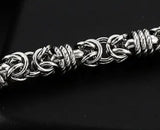 Silver Etched 10mm Byzantine Link Chain Bracelet