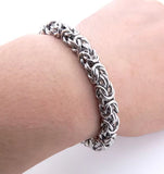 Silver 8mm Byzantine Link Chain Bracelet