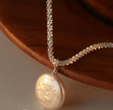 Sterling Silver Oh So Sparkly Coin Pearl Necklace