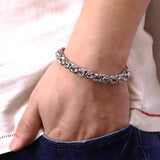 Silver 8mm Byzantine Link Chain Bracelet