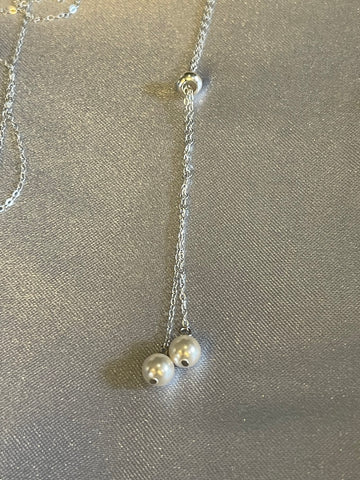 Sterling Silver Long Slider Pearl Necklace