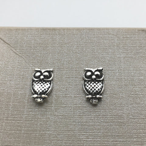 Sterling Silver Owl Stud Earrings