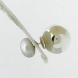 Sterling Silver Front Back Fresh Water Pearl Grey/White/Ball Earrings