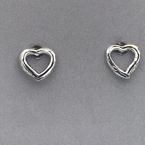 Sterling Silver Dainty Open Etched Heart Earrings