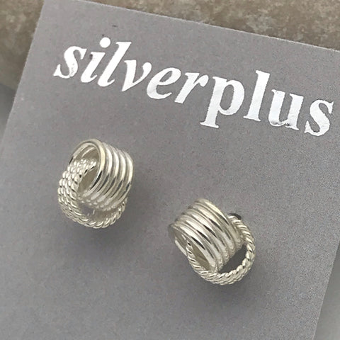 Sterling Silver Double interlocking Stud Earrings