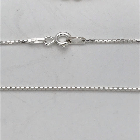 Sterling Silver Rounded Box Chain Necklace 1mm