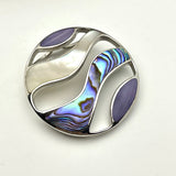 Sterling Silver Waves Cut Out Inlaid Stone Pendant