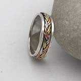 Sterling Silver Gold Vermeil Delicate Double Double Silver Gold Unisex Spinner Ring