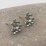 Sterling Silver Gold Vermeil 3D Flower Stud Triple Flower Gold Earrings