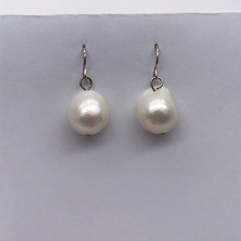 Sterling Silver Freshwater Flat Back Baroque Pearl Earrings