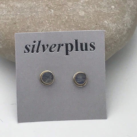 4 Small Gold Stud Earring Blanks with Brushed Metal, Tiny Round Circle