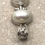 Sterling Silver Mabe Double Pearl Sterling Pendant