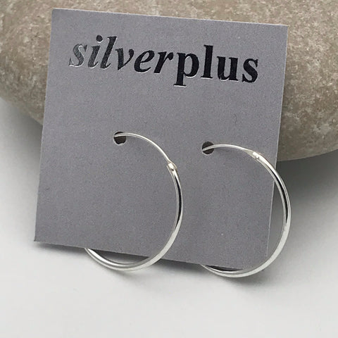 Sterling Silver Simple Hoop Earrings 22 mm